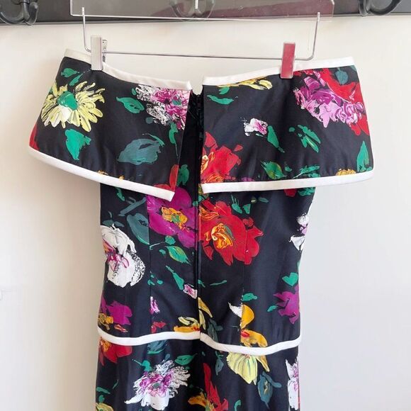 Ann Hobbs For Cattiva Vintage 80s Floral Off Shoulder Maxi Dress Size 8 - Picture 2 of 11